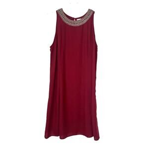 Old Navy NWT Wm's Med Burgundy Sleeveless Embellished High Neck Swing Dress